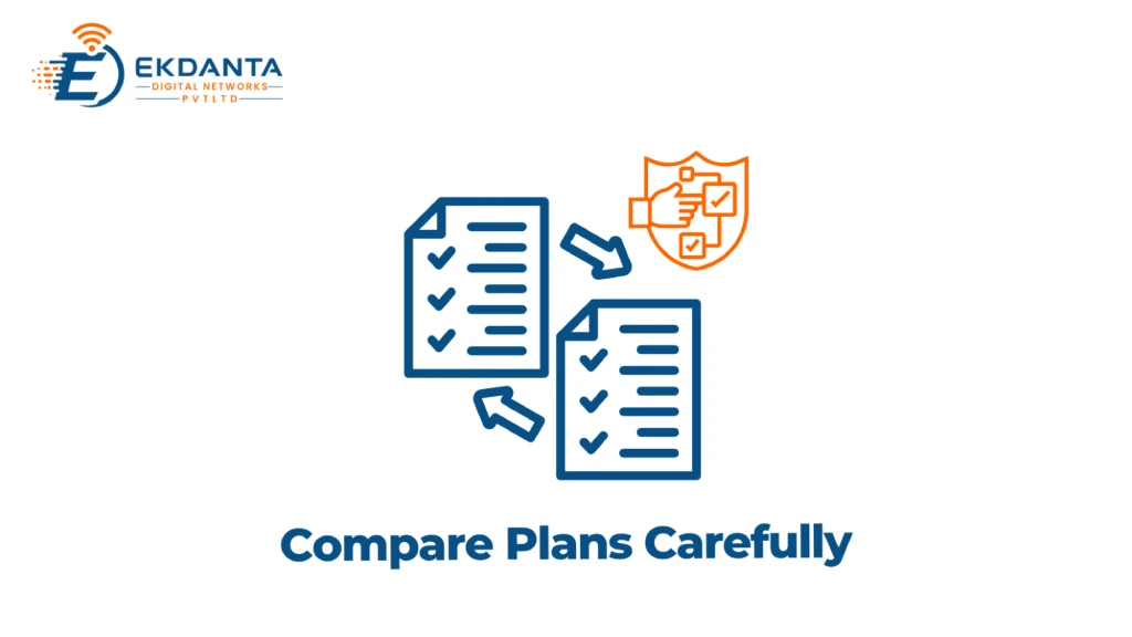 Broadband plan comparison graphic for selecting internet packages in Borivali East by Ekdanta Digital Networks. 